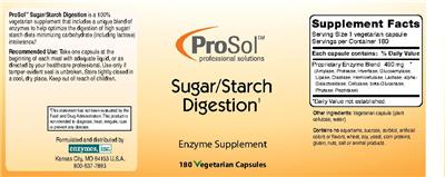 Photo of the ProSol Sugar/Starch Digestion label