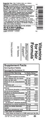 Photo of the Indiana Botanic Gardens Vitamins for Hair Formula label