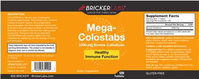 Photo of the Bricker Labs Mega-Colostabs label
