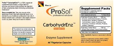 Photo of the ProSol Carbohydrenz label