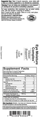 Photo of the Indiana Botanic Gardens Eye Moisture Complex label
