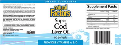 Photo of the Natural Factors Super Cod Liver Oil label