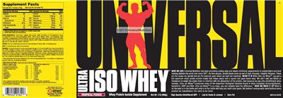 Photo of the Universal Ultra ISO Whey Tropical Punch label
