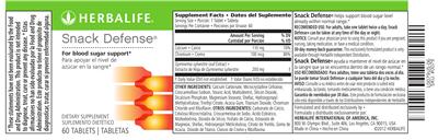 Photo of the Herbalife Snack Defense label