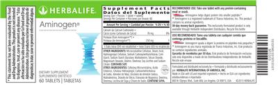 Photo of the Herbalife Aminogen label