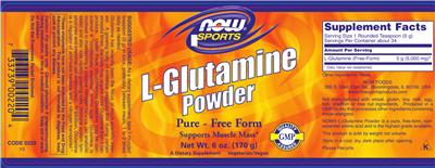 Photo of the NOW Sports L-Glutamine Powder label