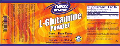 Photo of the NOW Sports L-Glutamine Powder label