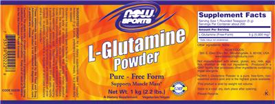 Photo of the NOW Sports L-Glutamine Powder label