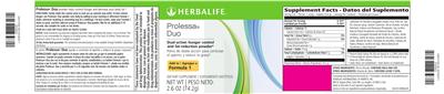 Photo of the Herbalife Prolessa Duo label