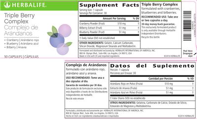 Photo of the Herbalife Triple Berry Complex label