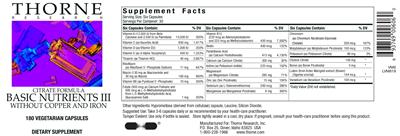 Citrate Formula Basic Nutrients III Without Copper And Iron
