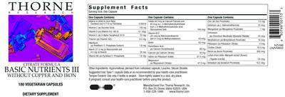 Citrate Formula Basic Nutrients III without Copper and Iron