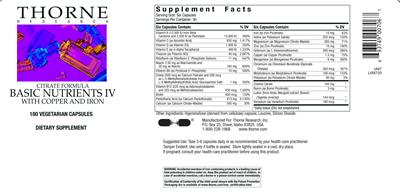 Citrate Formula Basic Nutrients IV With Copper And Iron