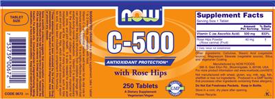 Photo of the NOW C-500 With Rose Hips label