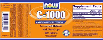 Photo of the NOW C-1000 Sustained Release With Rose Hips label