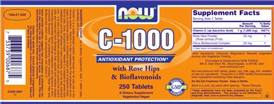 Photo of the NOW C-1000 With Rose Hips & Bioflavonoids label