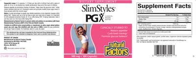 Photo of the Natural Factors SlimStyles PGX 500 mg label