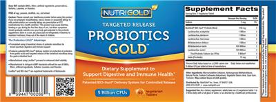 Photo of the NutriGold Probotics Gold label