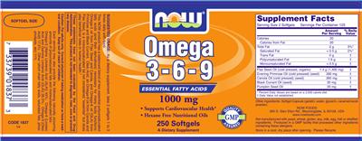 Photo of the NOW Omega 3-6-9 1000 mg label
