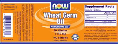 Photo of the NOW Wheat Germ Oil 20 Minims 1130 mg label