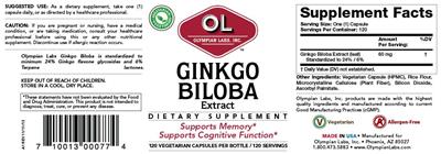 Photo of the OL Olympian Labs Ginkgo biloba Extract label