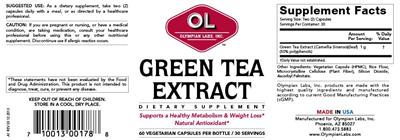 Photo of the OL Olympian Labs Green Tea Extract label