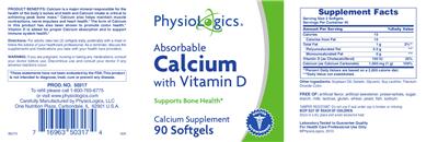 Photo of the PhysioLogics Absorbable Calcium with Vitamin D label