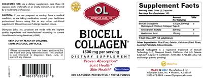 Photo of the OL Olympian Labs BioCell Collagen label