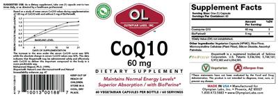 Photo of the OL Olympian Labs CoQ10 60 mg label