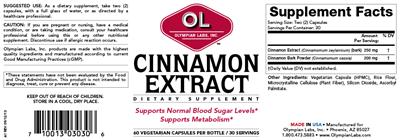 Photo of the OL Olympian Labs Cinnamon Extract label