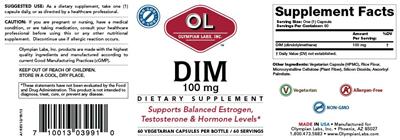 Photo of the OL Olympian Labs DIM 100 mg label
