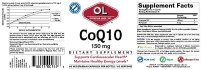 Photo of the OL Olympian Labs CoQ10 150 mg label