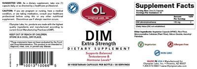 Photo of the OL Olympian Labs DIM Extra Strength label