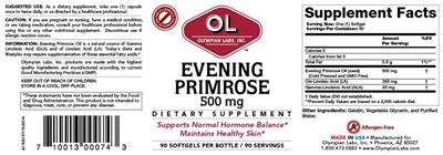 Photo of the OL Olympian Labs Evening Primrose 500 mg label