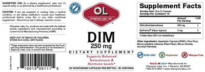 Photo of the OL Olympian Labs DIM 250 mg label