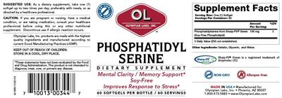 Photo of the OL Olympian Labs Phosphatidyl Serine label