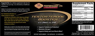 Photo of the OL Olympian Labs Testosterone Booster With DHA And DIM label