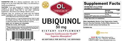 Photo of the OL Olympian Labs Ubiquinol 50 mg label