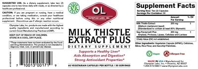 Photo of the OL Olympian Labs Milk Thistle Extract Plus label