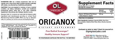 Photo of the OL Olympian Labs Origanox label