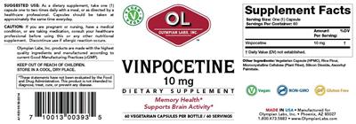 Photo of the OL Olympian Labs Vinpocetine 10 mg label