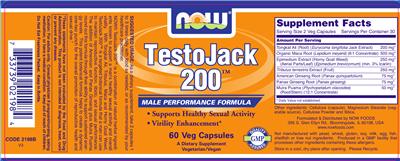 Photo of the NOW TestoJack 200 label