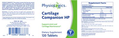 Photo of the PhysioLogics Cartilage Companion HP label