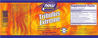 Product label for Tribulus Extreme