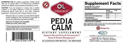 Photo of the OL Olympian Labs Pedia Calm label