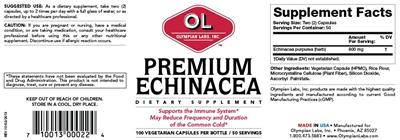 Photo of the OL Olympian Labs Premium Echinacea label