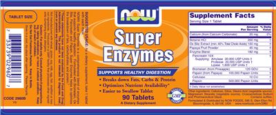 Photo of the NOW Super Enzymes label