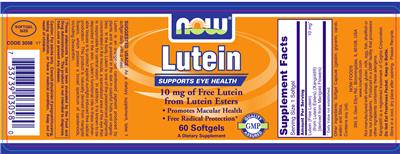 Photo of the NOW Lutein label