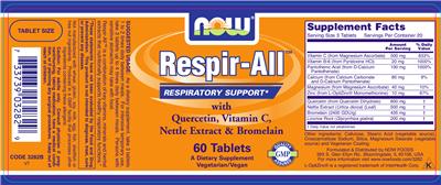 Photo of the NOW Respir-All label