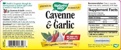 Photo of the Nature's Way Cayenne & Garlic label